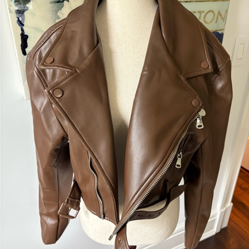 Faux Brown Leather Women's Jacket